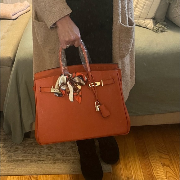 Orange Leather Handbag - Picture 7 of 9